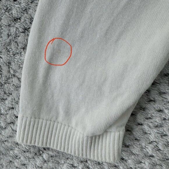 Talbots Sweater S White Gondolier Fish Embroidered 3/4 Sleeves Crew Neck Italian - Picture 9 of 11